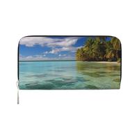 GDSHJKLW Cartera para mujer Aitutaki Lagoon, Islas Cook con cremallera alrededor, cartera de piel sintética para teléfono, tarjetero, organizador para mujeres, damas, negro, talla única, Black, Talla