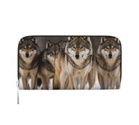 GDSHJKLW Cartera para mujer, diseño de lobos, con cremallera alrededor, de piel sintética, para teléfono, tarjetero, organizador, para mujeres y mujeres, color negro, talla única, Black, Talla única