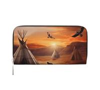GDSHJKLW Cartera para mujer, diseño de tribus nativas americanas, con cremallera alrededor, de piel sintética, para teléfono, tarjetero, organizador para mujeres y mujeres, color negro, talla única,