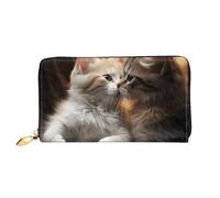 GDSHJKLW Cat Kiss - Carteras de cuero con cremallera alrededor de las mujeres, con tarjetero de crédito, impermeable, con soporte para teléfono, monedero de viaje para mujer
