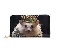 GDSHJKLW Crown With Hedgehog - Carteras de cuero con cremallera alrededor de las mujeres, monedero impermeable para tarjetas de crédito con soporte para teléfono, monedero de viaje para mujer