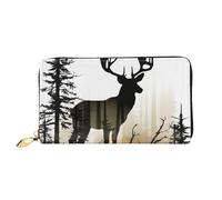 GDSHJKLW Deer Silhouette - Carteras de cuero con cremallera alrededor de la bolsa de mano, impermeable, con soporte para teléfono, monedero de viaje para mujer