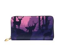 GDSHJKLW Deer Silhouette - Carteras de cuero con cremallera alrededor de la bolsa de mano, impermeable, con soporte para teléfono, monedero de viaje para mujer