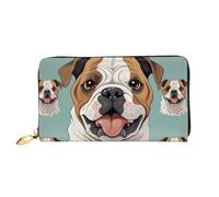 GDSHJKLW Divertidas carteras de piel con cremallera alrededor de bulldog inglés, impermeable, con soporte para teléfono, monedero de viaje para mujer