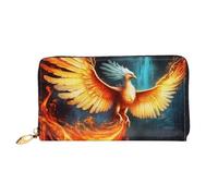 GDSHJKLW Hermosas carteras de cuero Phoenix para mujer, con cremallera alrededor, impermeable, tarjetero de crédito con soporte para teléfono, monedero de viaje para mujer