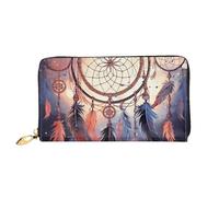 GDSHJKLW Monedero de cuero con cierre de cremallera alrededor de Native American Dream Catcher para mujer, impermeable, con soporte para teléfono, monedero de viaje para mujer