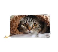 GDSHJKLW Monedero de piel con cremallera alrededor de Cat Under Blanket para mujer, impermeable, soporte para tarjetas de crédito con soporte para teléfono, monedero de viaje para mujer