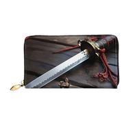 GDSHJKLW Monedero de piel con cremallera alrededor de la espada samurái japonesa, impermeable, con soporte para teléfono, monedero de viaje para mujer