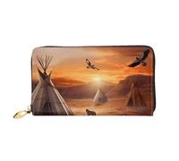 GDSHJKLW Native American Tribes - Carteras de cuero con cremallera alrededor de las tribus, impermeables, con soporte para teléfono, monedero de viaje para mujer
