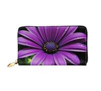 GDSHJKLW Purple Daisy - Carteras de cuero con cremallera alrededor de las mujeres, impermeables, tarjetero de crédito con soporte para teléfono, monedero de viaje para mujer