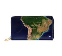 GDSHJKLW South America Satellite Image - Carteras de piel con cremallera alrededor, impermeable, tarjetero con soporte para teléfono, monedero de viaje para mujer