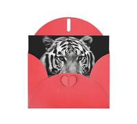 GDSHJKLW Tarjeta de felicitación de tigre blanco y negro con sobres, tarjetas de agradecimiento de 4 x 6 pulgadas, tarjetas de notas para todas las ocasiones, tarjetas rojas para Navidad, vacaciones
