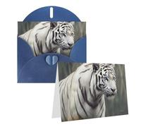 GDSHJKLW Tarjeta de felicitación en blanco de tigre blanco con sobres, tarjetas de agradecimiento de 4 x 6 pulgadas, tarjetas de notas para todas las ocasiones, tarjetas azules para Navidad