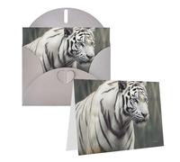 GDSHJKLW Tarjeta de felicitación en blanco de tigre blanco con sobres, tarjetas de agradecimiento de 4 x 6 pulgadas, tarjetas de notas para todas las ocasiones, tarjetas grises para Navidad