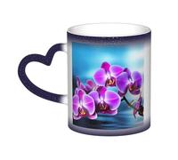 GDSHJKLW Tazas de café de cerámica de 325 ml que cambian de color, taza de café personalizada, taza de té, hermosa orquídea, tazas de café frescas para hombres y mujeres, regalo divertido