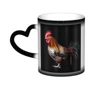 GDSHJKLW Tazas de café de cerámica de 325 ml que cambian de color, taza de café personalizada, taza de té, diseño de gallo animal, tazas de café geniales para hombres y mujeres, regalo divertido