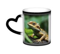 GDSHJKLW Tazas de café de cerámica de 325 ml que cambian de color, taza de café personalizada, taza de té, taza de café, diseño de lagarto animal, tazas de café geniales para hombres y mujeres, regalo