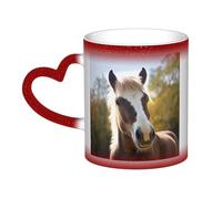 GDSHJKLW Tazas de café de cerámica de 325 ml que cambian de color, taza de café personalizada, taza de té, animal pony, caballo, tazas de café geniales para hombres y mujeres, regalo divertido