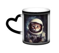 GDSHJKLW Tazas de café de cerámica de 325 ml que cambian de color, taza de café personalizada, taza de té, animal, gato, astronauta, tazas de café geniales para hombres y mujeres, regalo divertido