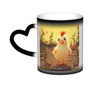 GDSHJKLW Tazas de café de cerámica de 325 ml que cambian de color, taza de café personalizada, taza de té, pollito, tazas de café geniales para hombres y mujeres, regalo divertido