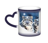 GDSHJKLW Tazas de café de cerámica de 325 ml que cambian de color, taza de café personalizada, taza de té, taza de té con ojos azules, leopardo de nieve, tazas de café geniales para hombres y mujeres
