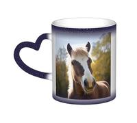 GDSHJKLW Tazas de café de cerámica de 325 ml que cambian de color, taza de café personalizada, taza de té, animal pony, caballo, tazas de café geniales para hombres y mujeres, regalo divertido