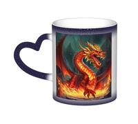 GDSHJKLW Tazas de café de cerámica de 325 ml que cambian de color, taza de café personalizada, taza de té, taza de té del rey dragón en el fuego, tazas de café geniales para hombres y mujeres, regalo