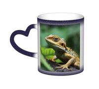 GDSHJKLW Tazas de café de cerámica de 325 ml que cambian de color, taza de café personalizada, taza de té, taza de café, diseño de lagarto animal, tazas de café geniales para hombres y mujeres, regalo