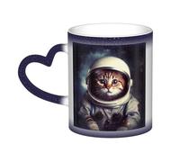 GDSHJKLW Tazas de café de cerámica de 325 ml que cambian de color, taza de café personalizada, taza de té, animal, gato, astronauta, tazas de café geniales para hombres y mujeres, regalo divertido