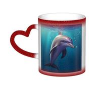 GDSHJKLW Tazas de café de cerámica de 325 ml que cambian de color, taza de café personalizada, taza de té, lindo animal marino, delfín, tazas de café geniales para hombres y mujeres, regalo divertido