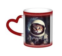 GDSHJKLW Tazas de café de cerámica de 325 ml que cambian de color, taza de café personalizada, taza de té, animal, gato, astronauta, tazas de café geniales para hombres y mujeres, regalo divertido
