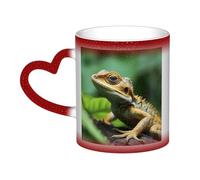 GDSHJKLW Tazas de café de cerámica de 325 ml que cambian de color, taza de café personalizada, taza de té, taza de café, diseño de lagarto animal, tazas de café geniales para hombres y mujeres, regalo