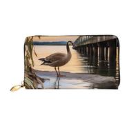 GDSHJKLW Wild Goose By The Bridge - Carteras de cuero con cremallera alrededor de las mujeres, impermeables, tarjetero de crédito con soporte para teléfono, monedero de viaje para mujer