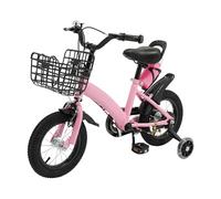 GDSKR Bicicleta infantil de 12 pulgadas, para niños y niñas de 2 a 5 años, bicicleta de entrenamiento para niños, altura regulable, con ruedas estabilizadoras, cesta y botella de agua, con sistema de