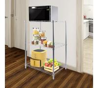 GDSKR Estantería extensible de 3 niveles para microondas, soporte para microondas, soporte para microondas con almacenamiento, soporte para microondas, estante de metal, para mostrador de cocina