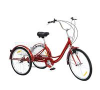 GDSKR Triciclo de 24 pulgadas para adultos, 6 marchas, 3 ruedas, triciclo para personas mayores, con cesta de la compra, altura ajustable, acero al carbono, para recreación, compras, picnics