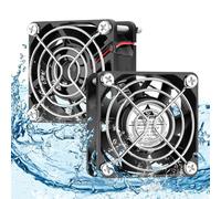 GDSTIME Paquete de 2 ventiladores de 12 V CC de 60 mm IP68 de 60 mm x 25 mm, ventilador de refrigeración de PC de 2 pines, doble rodamiento de bolas, ventilador de caja de 6 cm, 4500 RPM de alta