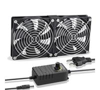 GDSTIME Ventilador doble de 120 mm, 230 V, 2 x 120 mm, 220 V, doble rodamiento de bolas CC, 4 V-12 V, velocidad ajustable para armario, servidor, router, amplificador, refrigeración, ventilación