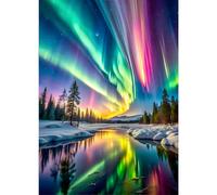 GDYEEH 5D DIY Aurora Borealis Diamond Painting Kits, Full Drill Reflection Diamond Art Painting Kits for Adults Beginners, DIY 5D Painting by Numbers Diamond Art Kits for Home Fashion Decor 30x40cm