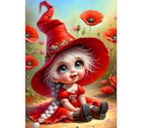 GDYEEH DIY 5D Big Eyes Elf Girl Diamond Art Kits, Round Full Drill Sparkling Poppy Diamond Painting Picture, Cartoon Diamond Painting Art Kits Craft for Adults Beginners, Home Wall Decor 12x16 inch