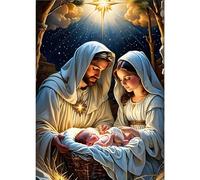 GDYEEH DIY 5D Birth of Life Diamond Art Painting Kits, Jesus Full Round Drill Sparkling Diamond Painting Picture, Diamond Painting Art Craft Kits for Adults Beginners, Home Wall Decor 30x40cm