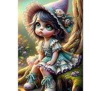 GDYEEH DIY 5D Cartoon Elf Diamond Art Kits, Round Full Drill Sparkling Fairy Girl Diamond Painting Picture, Dreamland Painting by Numbers Art Kits for Adults Beginners Home Wall Decor 12x16 inch