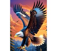 GDYEEH DIY 5D Eagle Diamond Art Painting Kit, Dusk Full Round Drill Sparkling Diamond Painting Picture, Sunset Diamond Painting Art Craft Kits for Adults Beginners, Home Wall Decor 30x40cm