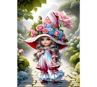 GDYEEH DIY 5D Elf Fairy Diamond Art Kits, Round Full Drill Sparkling Cartoon Fairy Diamond Painting Picture, Flowers Painting by Numbers Art Kits for Adults Beginners Home Wall Decor 12x16 inch