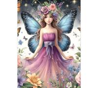 GDYEEH DIY 5D Fairy Diamond Art Painting Kits, Flowers Full Round Drill Sparkling Diamond Painting Picture, Butterfly Diamond Painting Art Craft Kits for Adults Beginners, Home Wall Decor 30x40cm