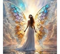 GDYEEH DIY 5D Fairy Diamond Art Painting Kits, Wings Full Round Drill Sparkling Diamond Painting Picture, Dreamland Diamond Painting Art Craft Kits for Adults Beginners, Home Wall Decor 30x30cm