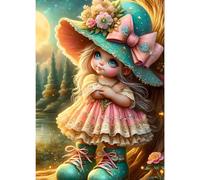 GDYEEH DIY 5D Fairy Girl Diamond Art Kits, Round Full Drill Sparkling Cartoon Elf Diamond Painting Picture, Dreamland Painting by Numbers Art Kits for Adults Beginners Home Wall Decor 12x16 inch