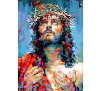 GDYEEH DIY 5D Jesus Diamond Art Painting Kits, Christianity Full Round Drill Sparkling Diamond Painting Picture, Religion Diamond Painting Art Craft Kits for Adults Beginners, Home Wall Decor 30x40cm