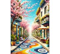 GDYEEH DIY City Street 5D Diamond Art Kits, Round Full Drill Sparkling Wildflowers Diamond Painting Picture, Cityscape Painting by Numbers Art Kits for Adults Beginners Home Wall Decor 12x16 inch