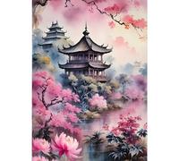 GDYEEH Palace Diamond Art Painting Kits, 5D DIY Chinese Style Full Round Drill Sparkling Diamond Painting Picture, Flowers Diamond Painting Art Craft Kits for Adults Beginners Home Wall Decor 30x40cm